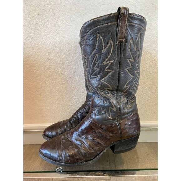 Paul Wheeler Boot Co Houston Mahogany Grey Full Quill Ostrich Cowboy Boots 8.5D main image 7